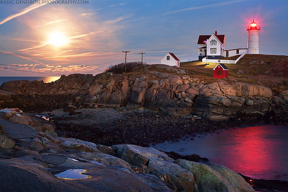 Full Moon Rise at Nubble Lighthouse
