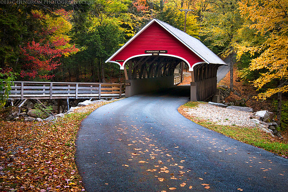 Flume Covered Bridge in Autumn